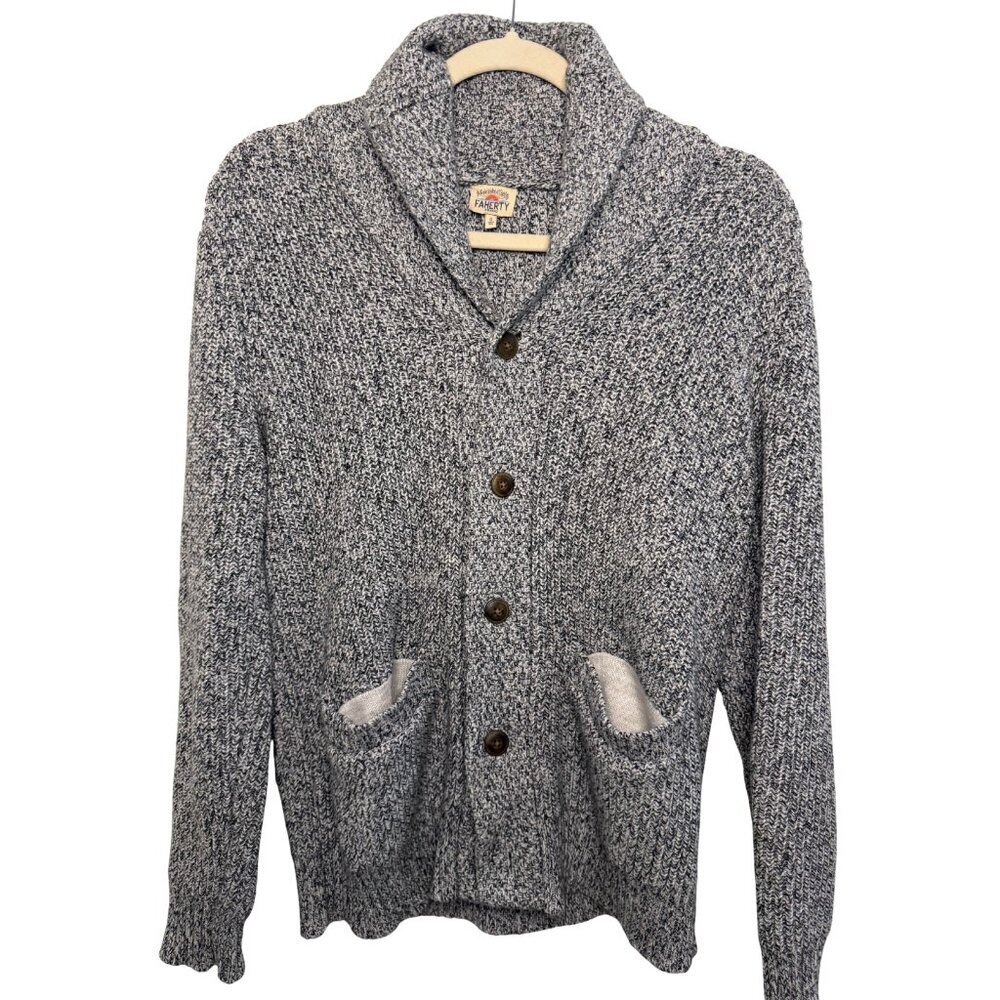 Faherty Men's Marled Cotton Cashmere Blend Cardigan Vintage Preppy - Small - Picture 2 of 8